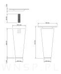 Noga bukowa prosta, stożek 10 cm orzech z blachą montażową - 2