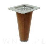 Noga bukowa prosta, stożek 10 cm orzech z blachą montażową - 4