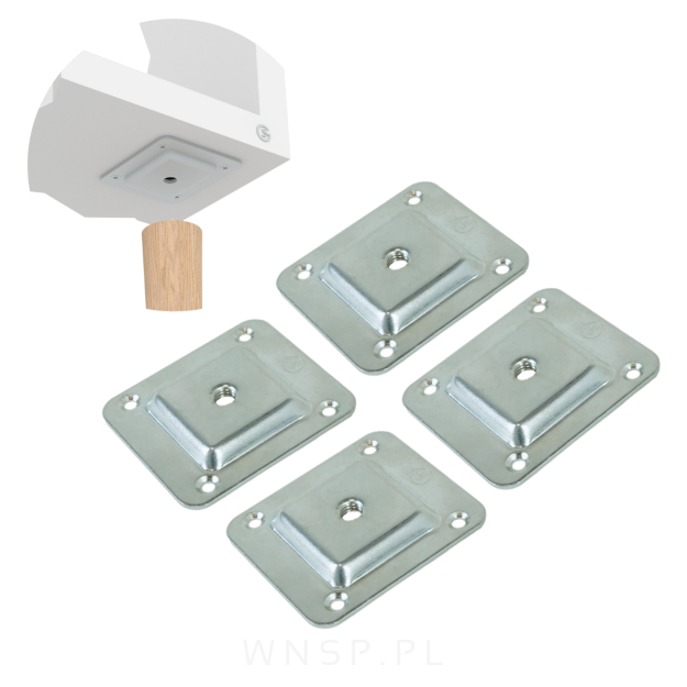 Płytka mocująca 66 X 58 mm, z gwintem M8, 4 sztuki łącznik blatu z nogą meblową