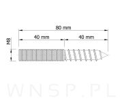 M8 X 80 mm, szpilka dwustronna 50/50 - 2
