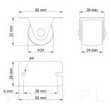 Rolka meblowa Ø 29 mm, gumowana z podstawą w ocynku - 2