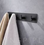 Poczwórny haczyk, uchwyt, wieszak czarny, samoprzylepny - 3