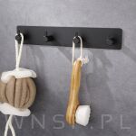 Poczwórny haczyk, uchwyt, wieszak czarny, samoprzylepny - 8