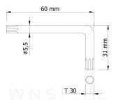 Klucz typ L, torx T30 stalowy, hartowany, opakowanie 100 szt. - 2