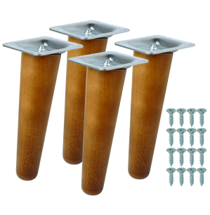 4x Noga bukowa skośna UNIQ 12 CM z blachą montażową