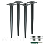Nogi stalowe proste 45 cm, zestaw z wkrętami, czarne matowe - 4