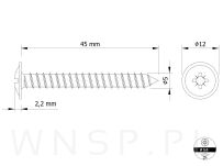 Wkręt 4,0 X 45 mm podkładkowy do drewna - 2