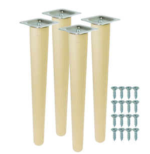 4x Noga bukowa prosta UNIQ 20 CM z blachą montażową