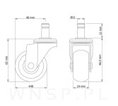 Kółko obrotowe Ø 50 mm, gumowane czarne z bolcem Ø 11 x 22 mm - 2