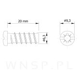 6,3 X 20 mm eurowkręt z łbem walcowym - 2