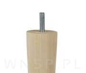 Noga bukowa prosta, stożek 20 cm, surowa ze szpilką M8 x 25 mm - 4