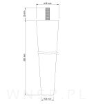 Noga bukowa prosta, stożek 20 cm, surowa ze szpilką M8 x 25 mm - 2