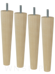 Noga bukowa prosta, stożek 20 cm, surowa ze szpilką M8 x 25 mm - 11