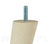 Noga bukowa skośna, stożek 15 cm, surowa ze szpilką M8 x 25 mm - 4