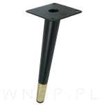 Noga stalowa skośna stożek 23 cm, z blachą montażową, czarna + mosiądz - 4