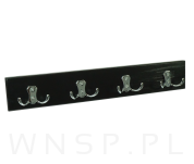 Wieszak ścienny na ubrania, z 4 haczykami, czarny - 3