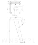 Noga stalowa skośna stożek 40 cm, z blachą montażową, czarna matowa - 2