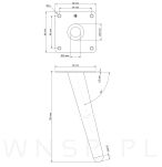Noga stalowa skośna stożek 35 cm, z blachą montażową, czarna matowa - 2