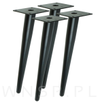 Noga stalowa skośna stożek 35 cm, z blachą montażową, czarna matowa - 6