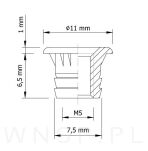 Mufa wbijana  M5 x 6,5 mm do stopek meblowych - 3
