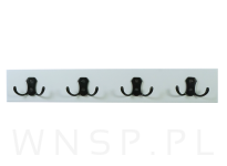 Wieszak ścienny na ubrania, z 4 haczykami, biały - 4