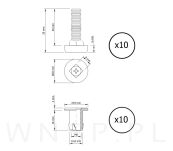 Regulatory do mebli M8 x 35 mm 10 sztuk, nóżka regulowana M8, stopka do mebli M8 z mufą wbijaną - 2