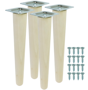 4x Noga bukowa prosta UNIQ 30 CM z blachą montażową