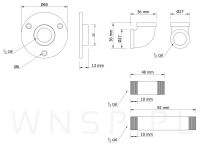 Wspornik do półki ściennej z flanszą 2 sztuki 140 x 96 mm - 6