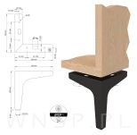 Noga meblowa trójkąt czarny mat 13,5 cm - 3