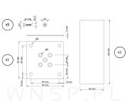 Noga bukowa 12 CM, nóżka drewniana buk kwadrat, zestaw z blachą i wkrętami - 2
