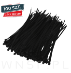 Opaski zaciskowe kablowe 2,5 x 150 mm trytytki, trytki czarne zestaw 100 szt. - 3