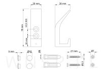 Haczyk podwójny, wieszak przykręcany na lamele, loft, czarny - 2