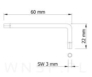 Klucz imbusowy 3 mm 100 sztuk typ L, hartowany - 2