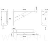 Wspornik 2 sztuki, konsola do półki ściennej, wiszącej 200 x 125 x 25 mm - 2