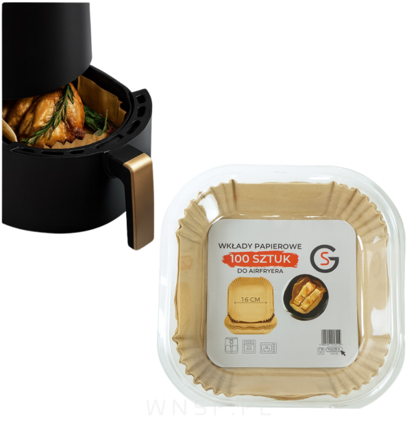 WKŁAD AIR FRYER 16 X 16 CM PAPIER WKŁADY PAPIEROWE DO FRYTKOWNICY BEZTŁUSZCZOWEJ