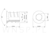 M8 X 15 mm - Mufa wkręcana do drewna - 3