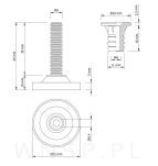 Stopka meblowa M8 X 45 mm z gniazdem do mebli - 2