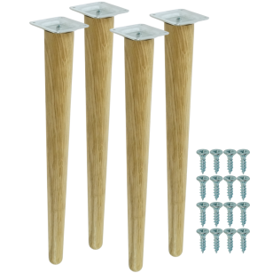 4x Noga dębowa prosta UNIQ 45 CM z blachą montażową