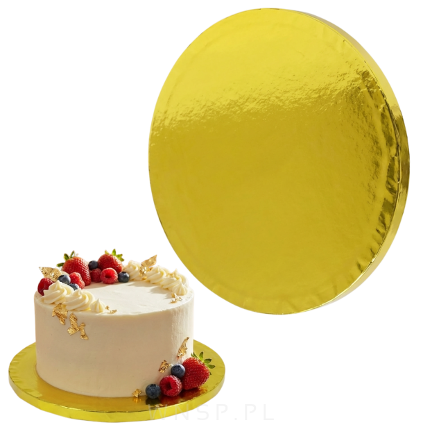 Podkład pod tort Ø 30 cm okrągły, dekoracja na urodziny gruby sztywny złoty