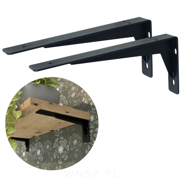 2x Wsporniki wzmocnione, konsola do półki ściennej, wiszącej 35 x 15 cm