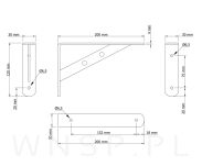 Wspornik, konsola do półki ściennej, wiszącej 200 x 125 x 29 mm - 2