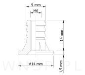 Regulator, stopka meblowa M6 X 27 mm z mufą wbijaną - 5