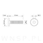 M6 X 25 mm metryczny z łbem walcowym SW 4 - 3