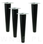 Noga bukowa prosta, stożek 35 cm czarna z blachą montażową - 9