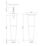 Noga bukowa prosta, stożek 35 cm czarna z blachą montażową - 2