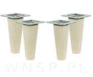 Noga bukowa prosta, stożek 8 cm surowa z blachą montażową - 10