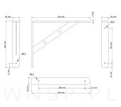 Wspornik, konsola do półki ściennej, wiszącej 250 x 200 x 29 mm - 2