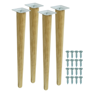 4x Noga dębowa prosta UNIQ 35 CM z blachą montażową