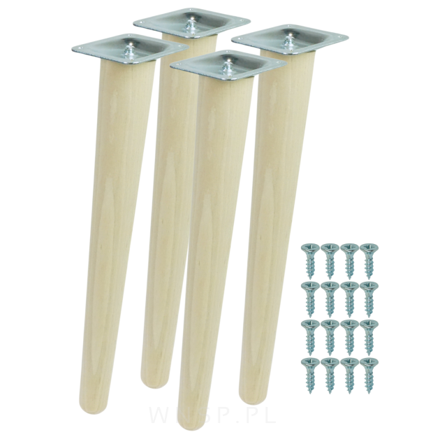 4x Noga bukowa skośna UNIQ 35 CM z blachą montażową
