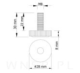 Regulator, nóżka, stopka meblowa  M8 x 22 mm - 2